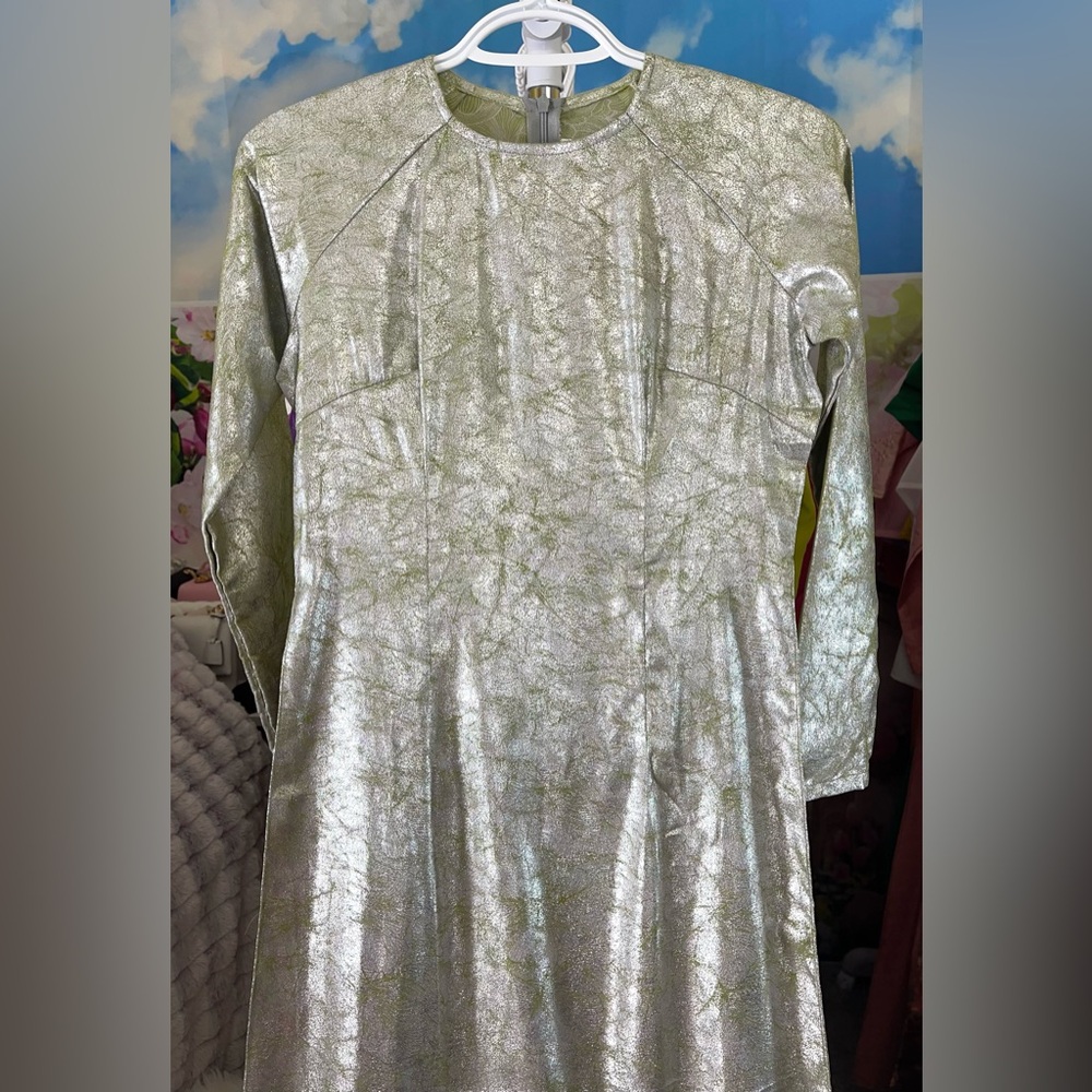 Ao dai kim sa nhu han quoc, Vietnamese traditional Long dress top m 2 silver 🎁